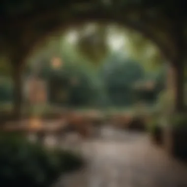 Outdoor dining area with stunning views of the botanical garden