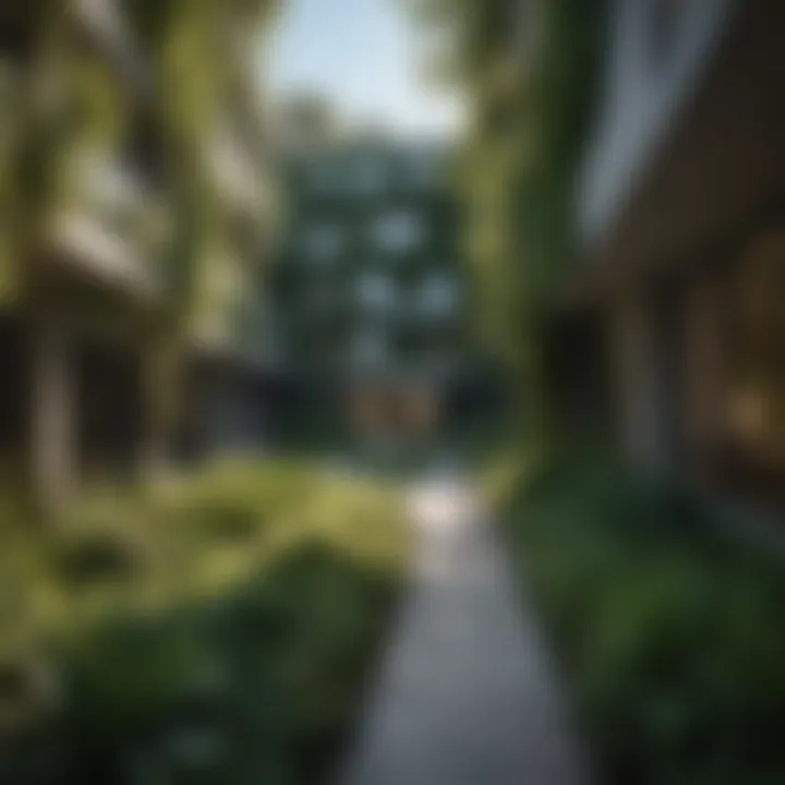 Panoramic view of Belvedere Apartments surrounded by lush greenery