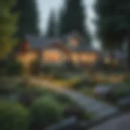 A picturesque view of a suburban neighborhood with lush greenery and modern houses