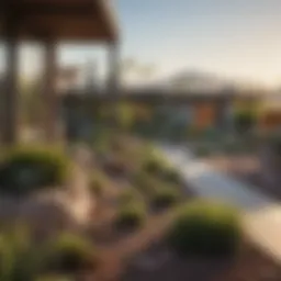 Scenic view of a Phoenix neighborhood showcasing vibrant gardens and modern architecture