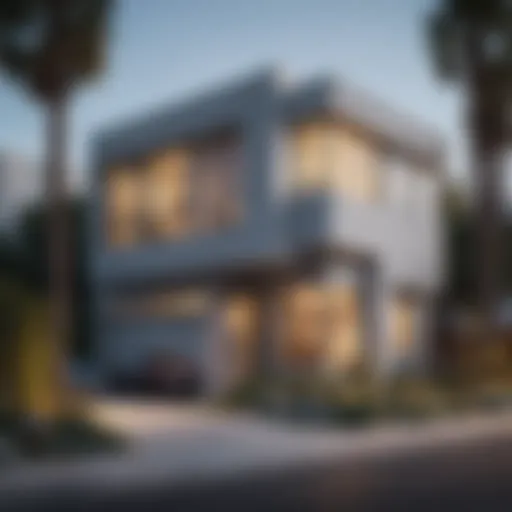 Contemporary apartment exterior in West Los Angeles showcasing unique architectural style