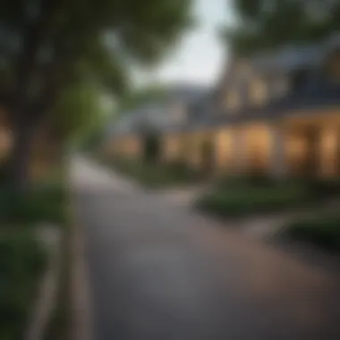 A picturesque residential street lined with unique homes and landscaping in a Dallas neighborhood.