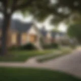 Charming street view of a suburban neighborhood in Dallas