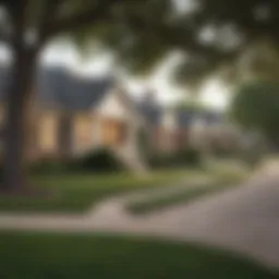 Charming street view of a suburban neighborhood in Dallas