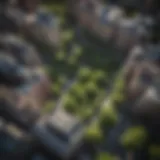 Aerial view of Rittenhouse Square showcasing its greenery amidst urban surroundings