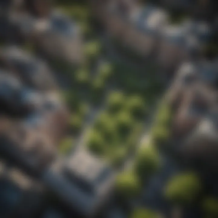 Aerial view of Rittenhouse Square showcasing its greenery amidst urban surroundings