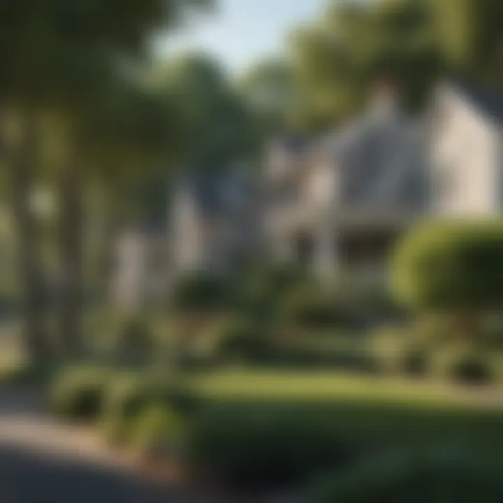 Scenic view of a suburban neighborhood with trees and houses