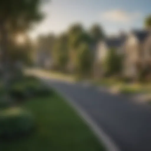 Scenic view of a suburban neighborhood with trees