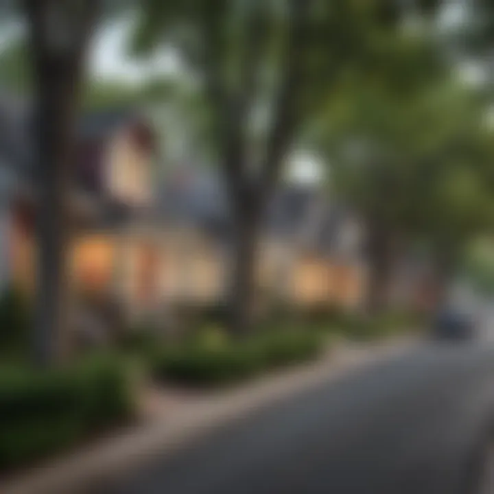 Charming residential street lined with trees and colorful homes in a quiet Atlanta neighborhood.