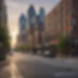 Vibrant street view of Atlanta's urban landscape showcasing a mix of modern architecture and historic buildings.