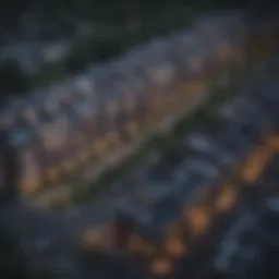 Aerial view of a bustling multifamily residential complex