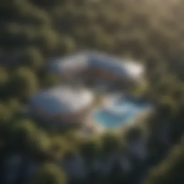 Aerial View of an Outpost Estate A stunning aerial view of an outpost estate surrounded by nature