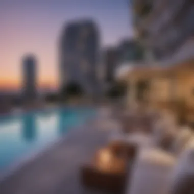 Community amenities such as a swimming pool and lounge area at Panorama Tower