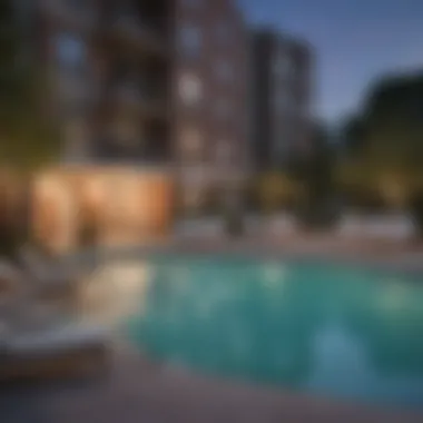 Community amenities including a pool and lounge area at Park Kennedy Apartments