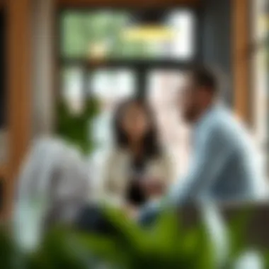 Consultation with a Real Estate Agent A consultation between a real estate agent and a potential buyer.