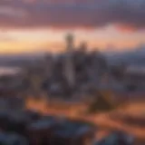 A panoramic view of Seattle's skyline at sunset