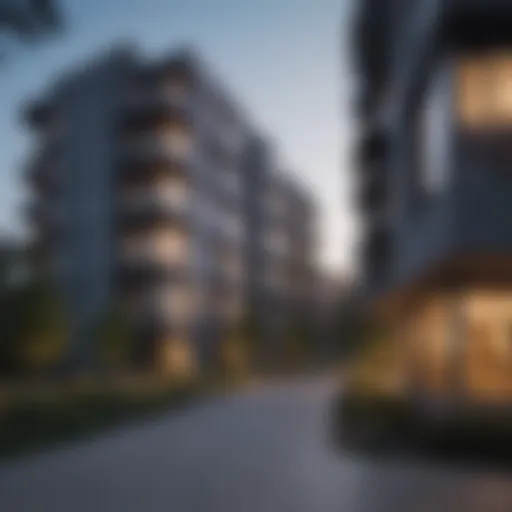 Exterior view of Skyline Apartments showcasing modern architecture