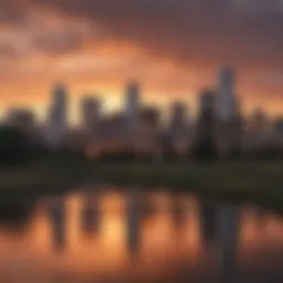 A captivating view of Denver's skyline at sunset