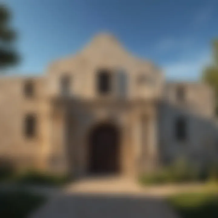 The historic Alamo with a bright blue sky