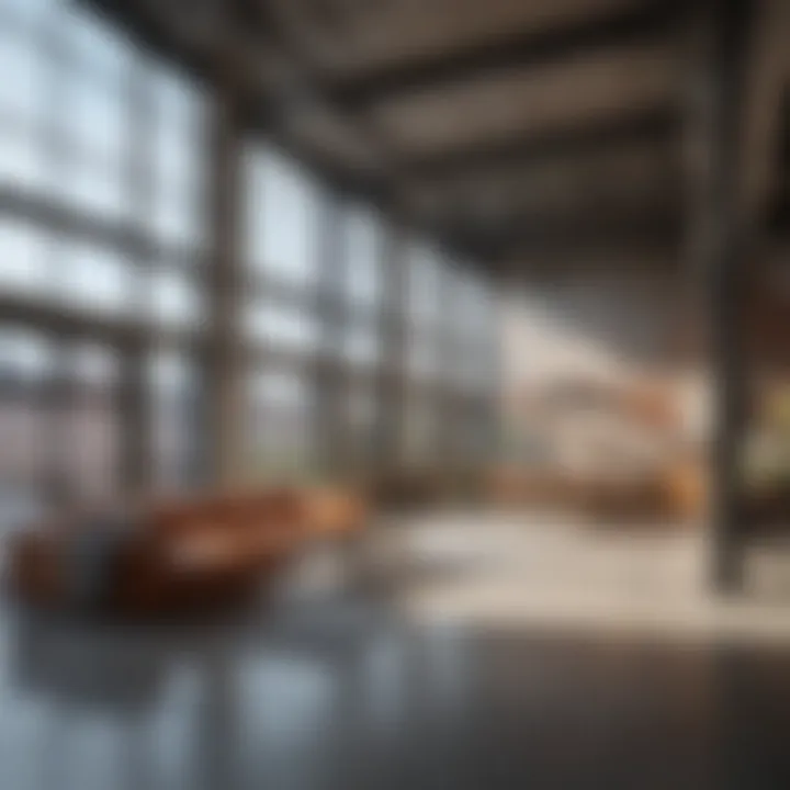 Architectural details highlighting the blend of industrial and modern design in soft lofts