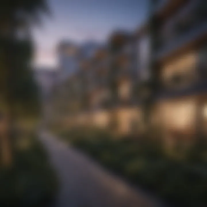 A vibrant community area within a condominium complex