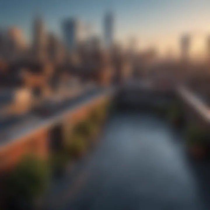 A vibrant rooftop view of New York City skyline