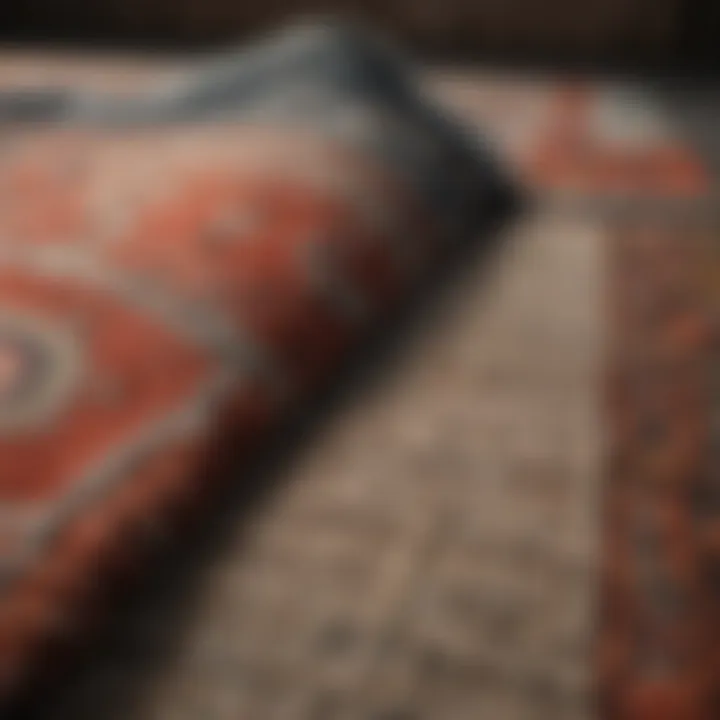Close-up of different rug materials