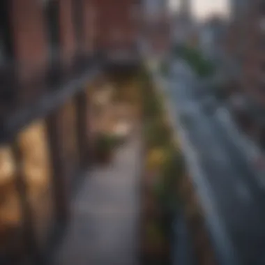 View from a balcony at The Smith Apartments overlooking the Boston skyline