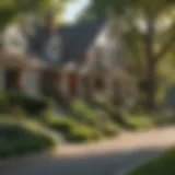A serene suburban street showcasing well-kept homes and lush greenery