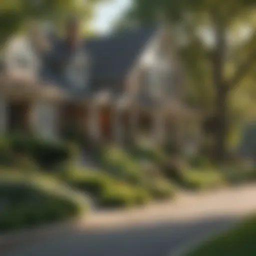 A serene suburban street showcasing well-kept homes and lush greenery