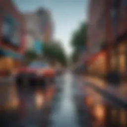A lively street scene showcasing the vibrant culture of Austin.