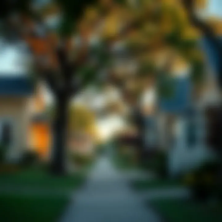 A neighborhood street with well-maintained homes and landscaping