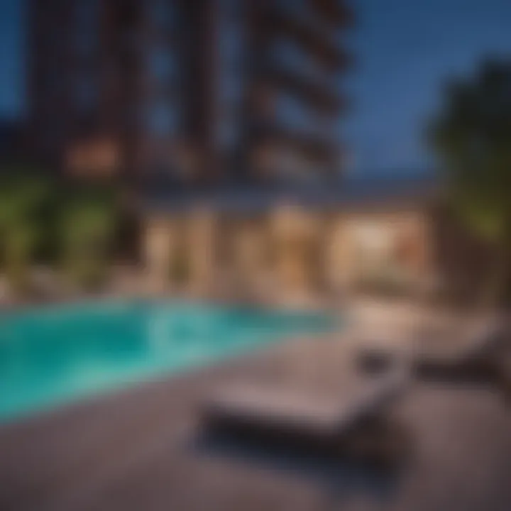 Community amenities including a rooftop terrace and pool at Flamingo Apartments