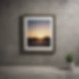 Elegant frame arrangement on a concrete wall showcasing art