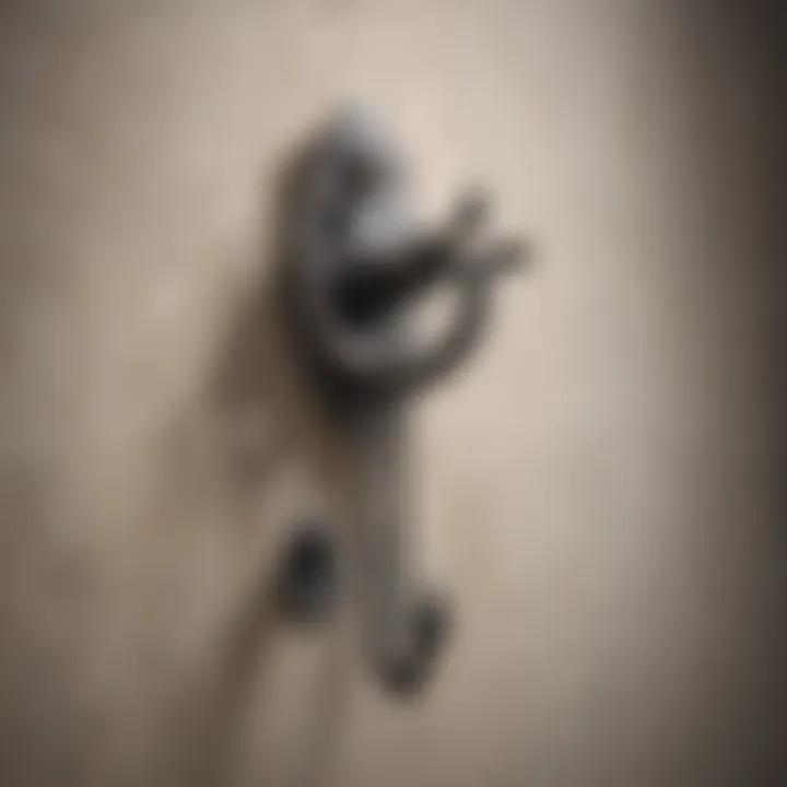 A close-up of wall anchors and hooks used for mounting pictures