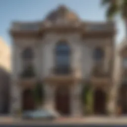 Elegant facade of a historic apartment building in Los Angeles