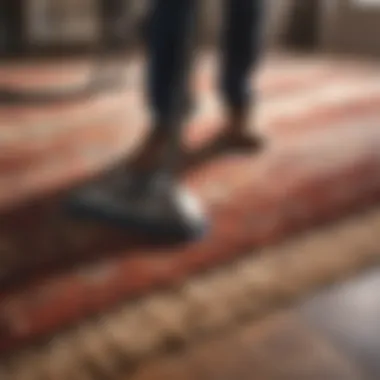 A professional cleaning service attending to a stained rug
