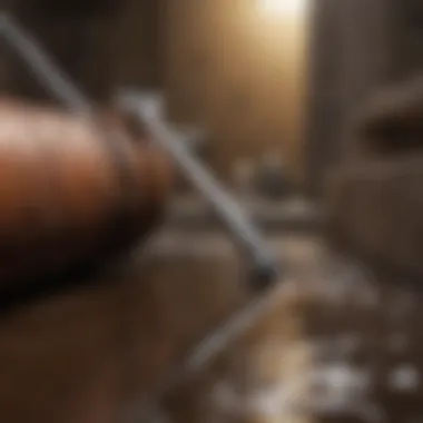 Essential tools for drain pipe maintenance Tools used for clearing drain clogs laid out