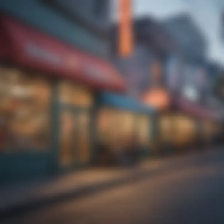 Vibrant street scene in Koreatown showcasing local shops and cafes