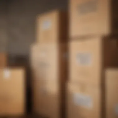 Labeled Packing Boxes Boxes neatly packed and labeled for moving