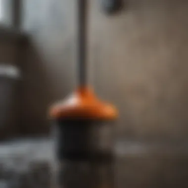 Plunger in action unclogging a drain