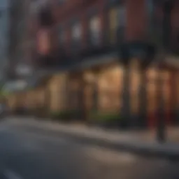 A picturesque street view of a bustling NYC neighborhood showcasing local shops and cafes