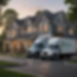 A serene moving truck parked outside a new home, symbolizing a hassle-free relocation.
