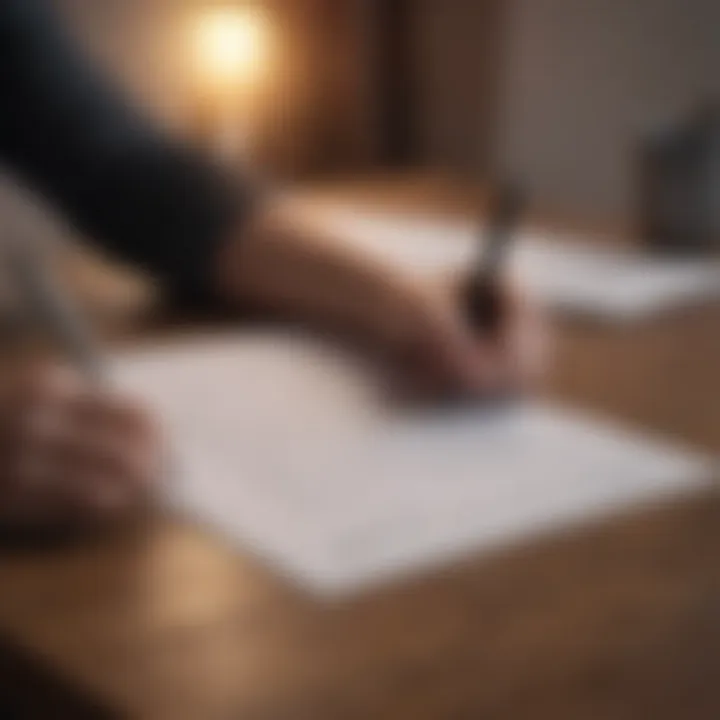 A person reviewing a lease agreement with a pen