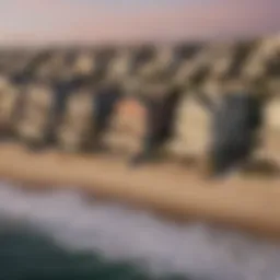 A panoramic view of the beach and rental homes