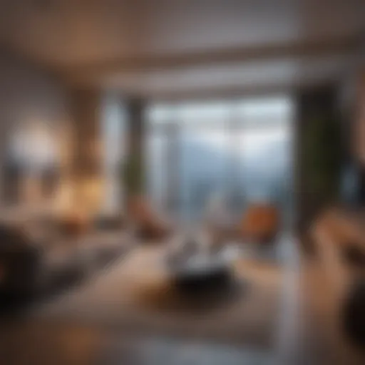 A modern apartment interior showcasing a cozy living space