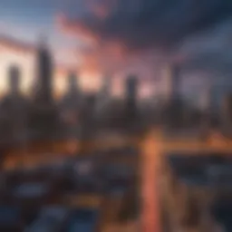 A panoramic view of the Chicago skyline showcasing a mix of modern and historic architecture.