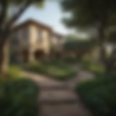 A picturesque view of a neighborhood with lush greenery