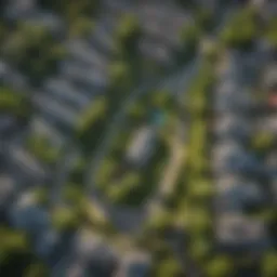 Aerial view of a vibrant Dallas neighborhood showcasing lush green parks and elegant homes