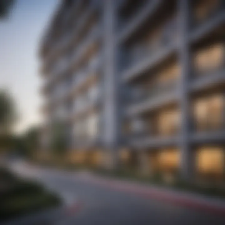 Modern apartment complex with contemporary architecture in a sought-after Dallas area